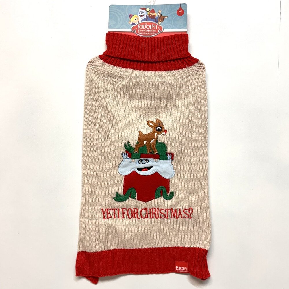 Rudolph The Red Nosed Reindeer “Yeti For Christmas?” Dog Sweater Size L - NWT